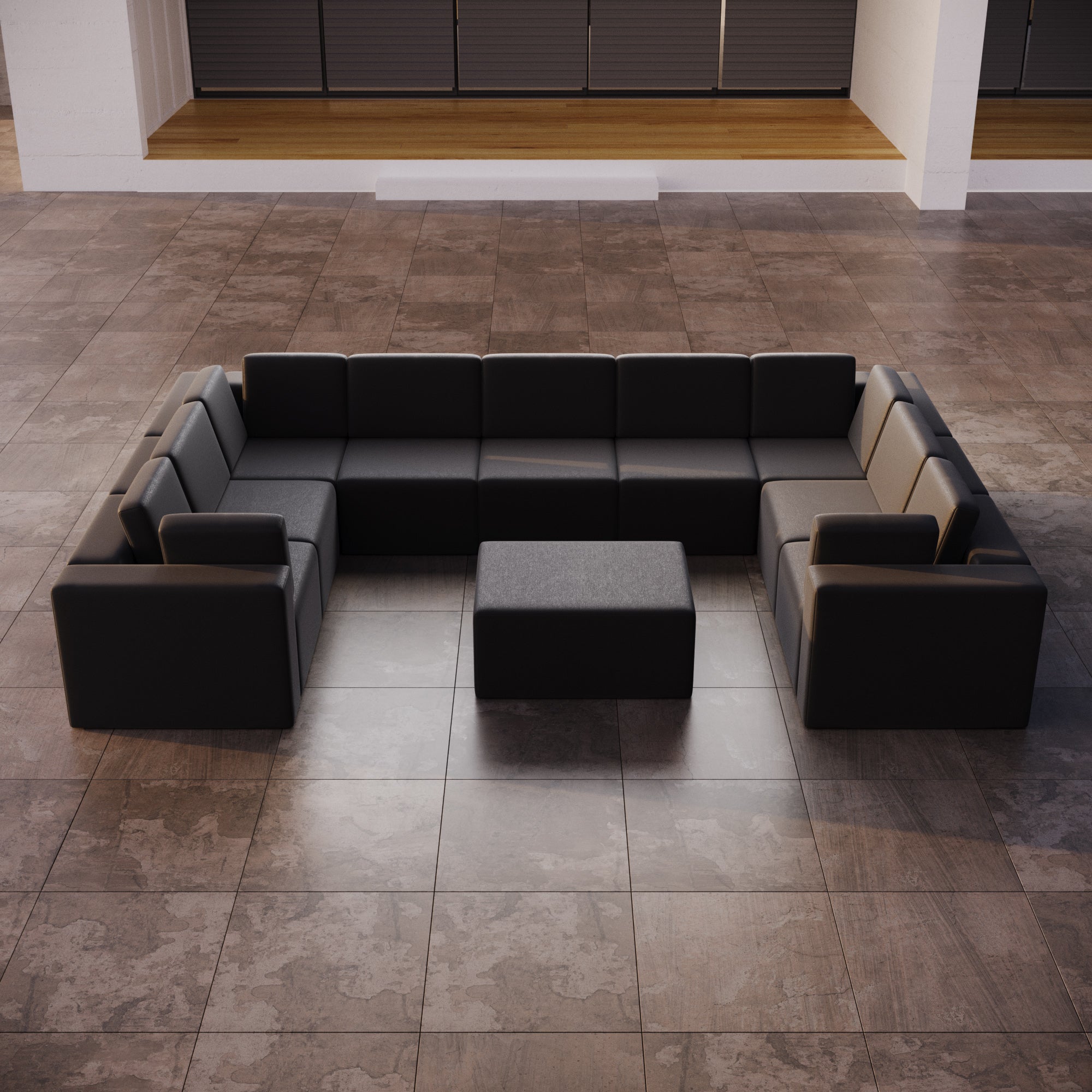 Modulaire tuinsofa Eden U gesloten met bijzettafelkruk