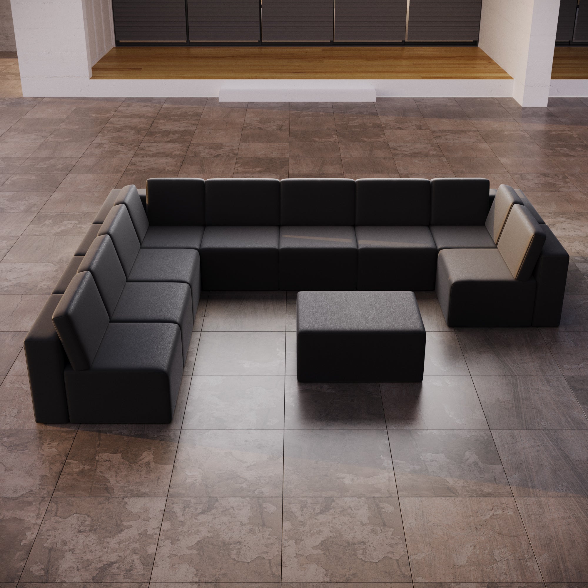 Modulaire tuinsofa Eden U gesloten met bijzettafelkruk