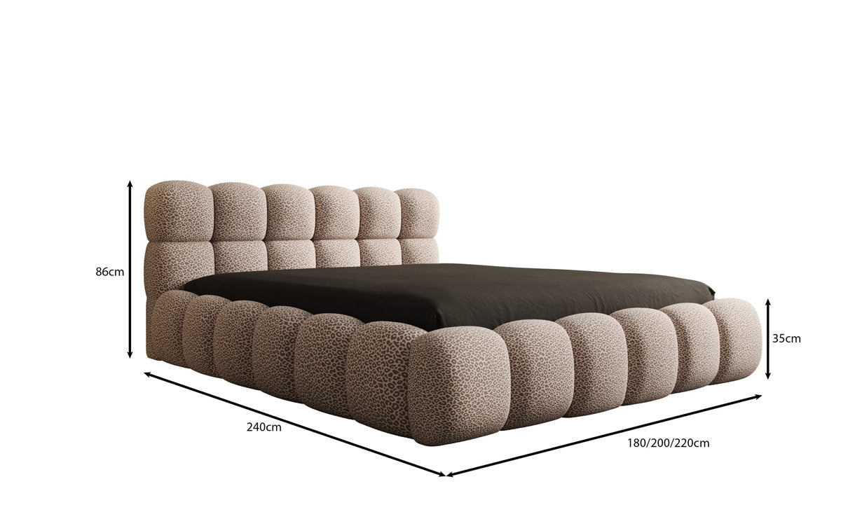Designer gestoffeerd bed Boston Wild Edition met opbergruimte