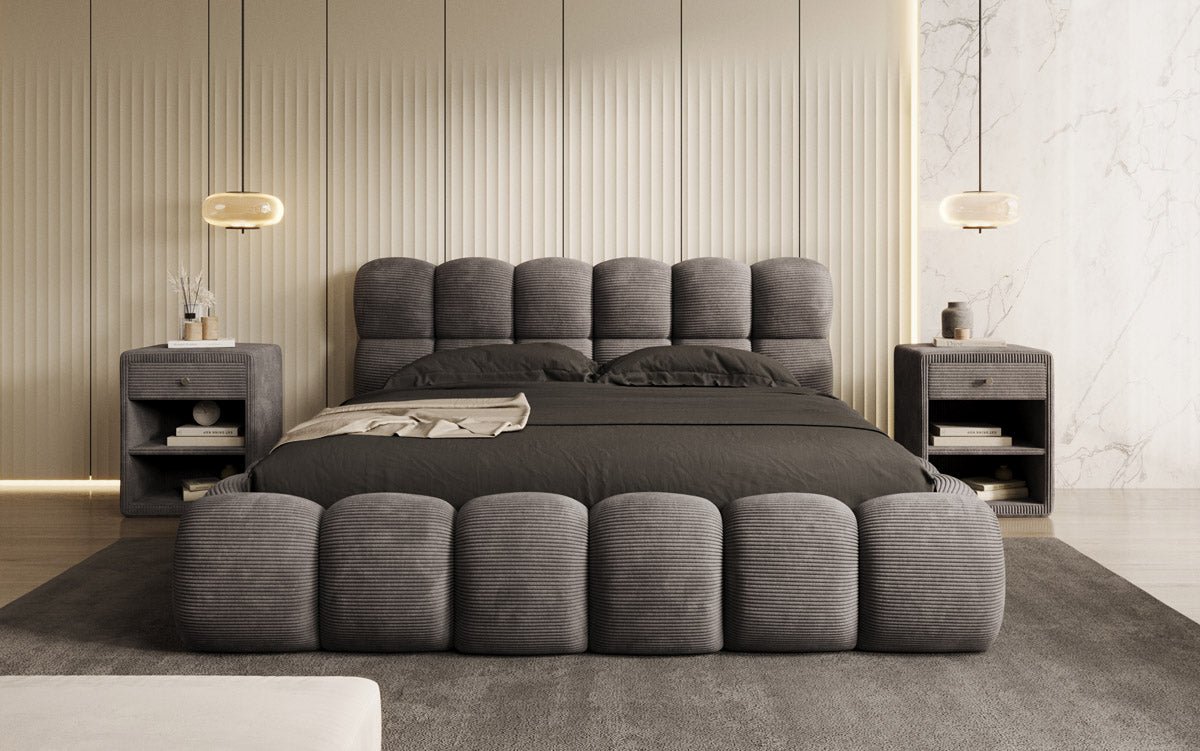 Designer Polsterbett Boston Cord met opbergruimte inclusief montage