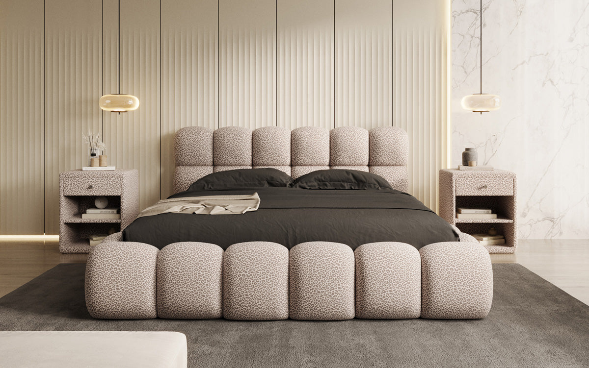 Designer gestoffeerd bed Boston Wild Edition met opbergruimte