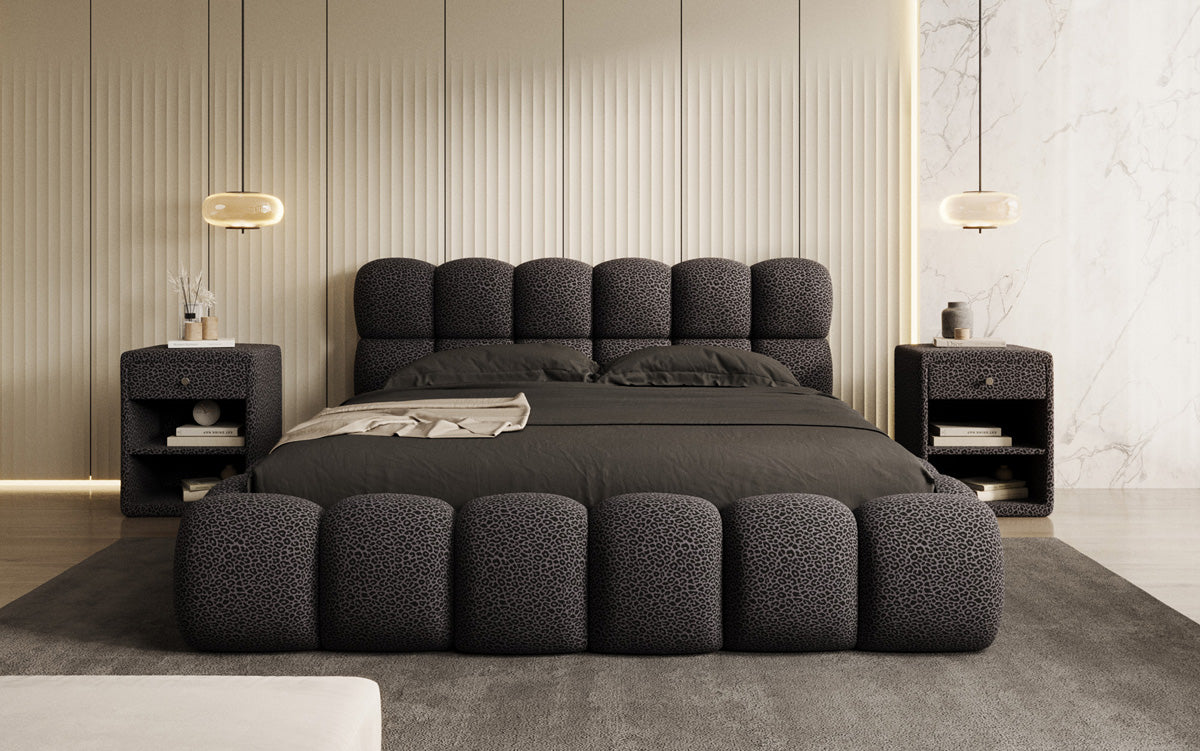 Designer gestoffeerd bed Boston Wild Edition met opbergruimte