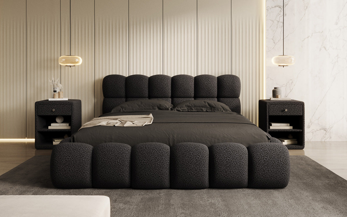Designer gestoffeerd bed Boston Wild Edition met opbergruimte