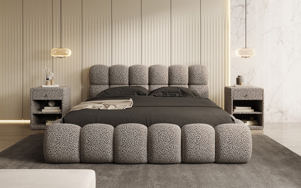Designer gestoffeerd bed Boston Wild Edition met opbergruimte