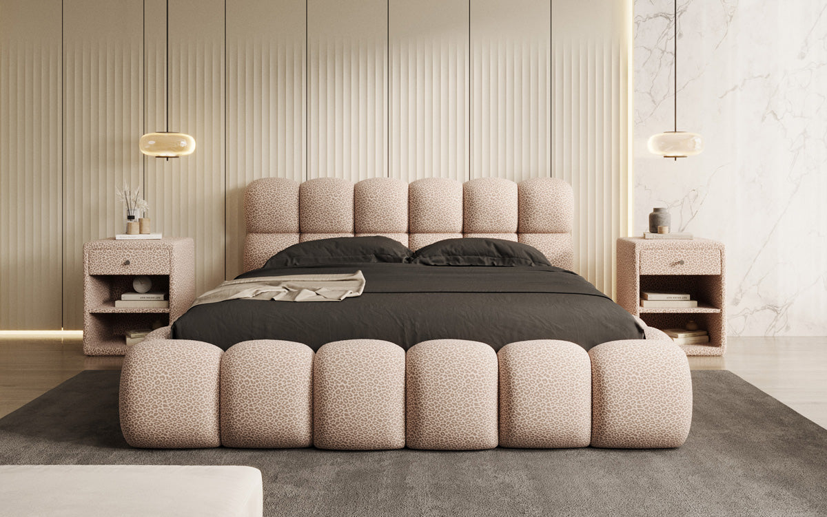 Designer gestoffeerd bed Boston Wild Edition met opbergruimte
