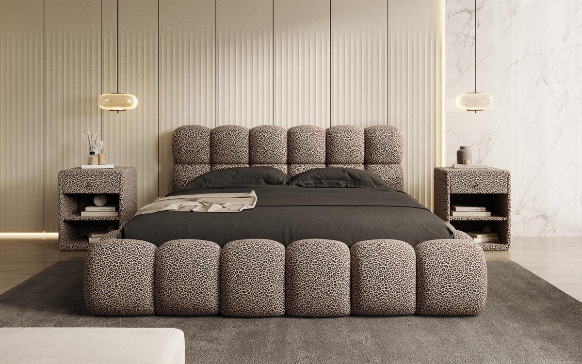 Designer gestoffeerd bed Boston Wild Edition met opbergruimte