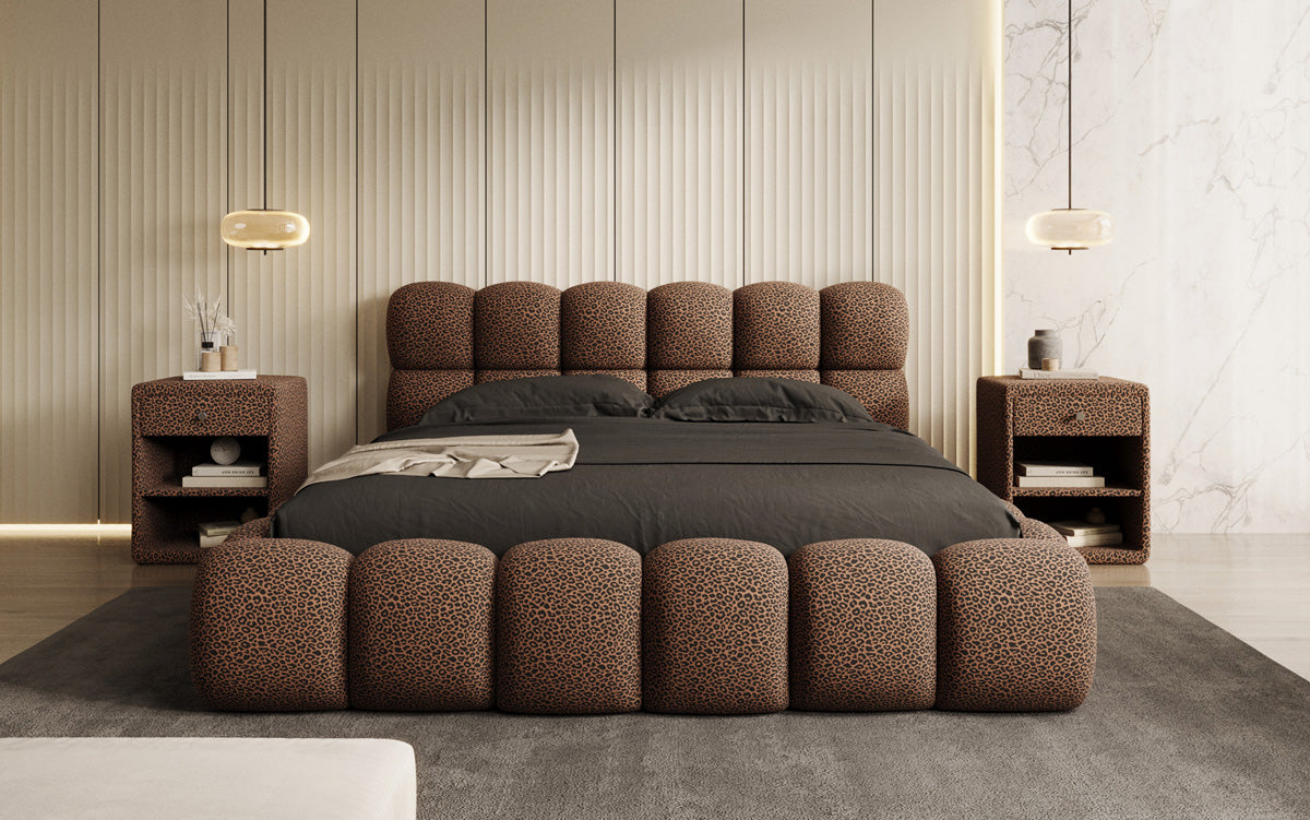 Designer gestoffeerd bed Boston Wild Edition met opbergruimte