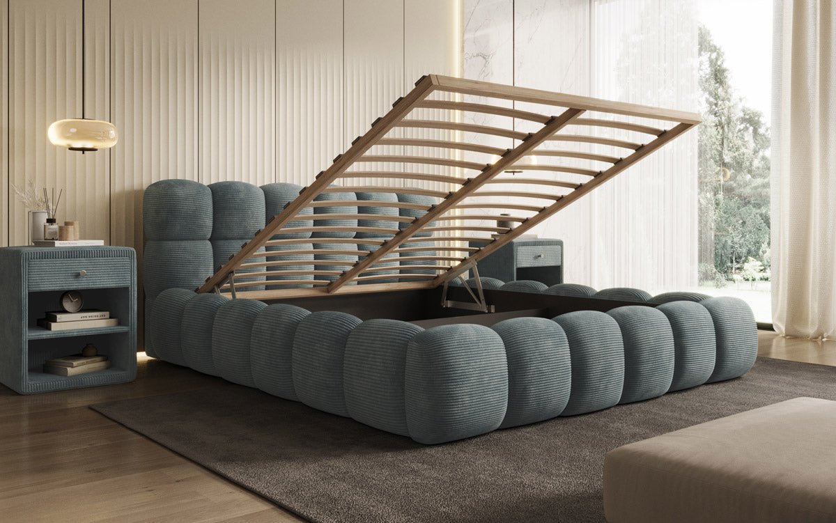 Designer Polsterbett Boston Cord met opbergruimte inclusief montage
