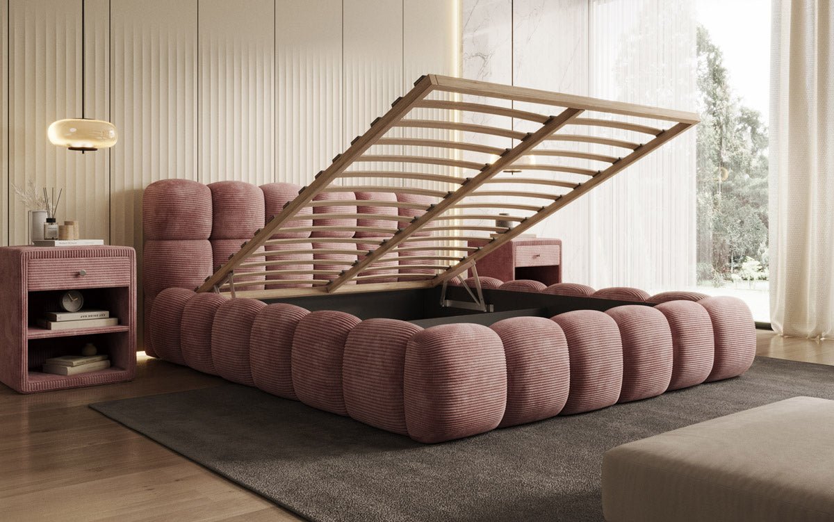 Designer Polsterbett Boston Cord met opbergruimte inclusief montage