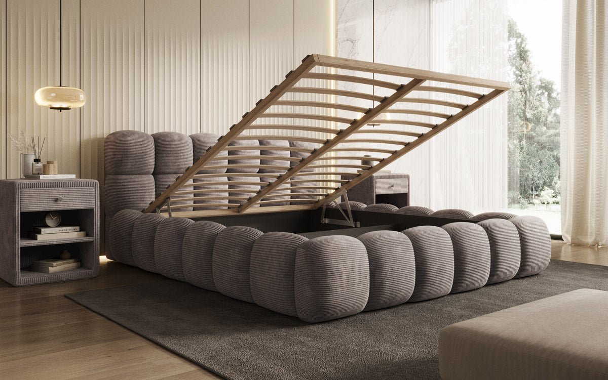 Designer Polsterbett Boston Cord met opbergruimte inclusief montage