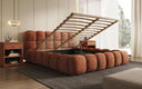 Designer Polsterbett Boston Ribstof met opbergruimte