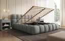 Designer gestoffeerd bed Boston Bouclé met opbergruimte