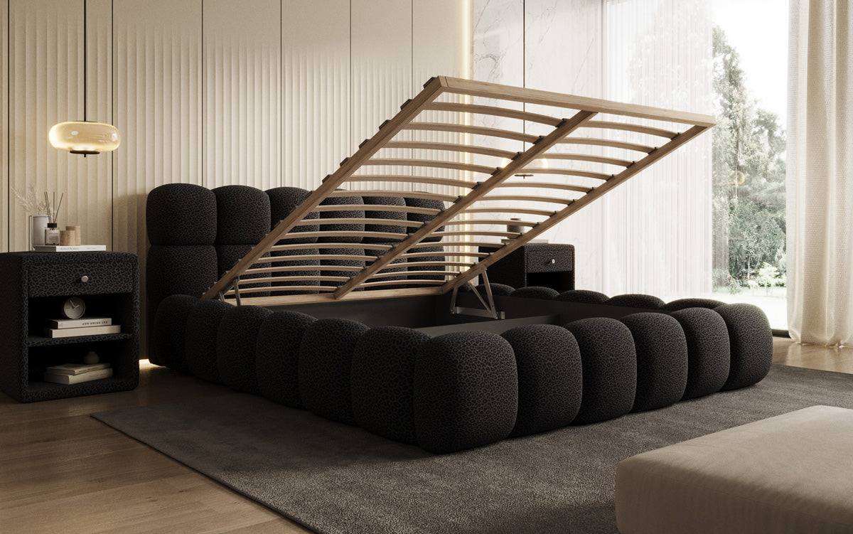 Designer gestoffeerd bed Boston Wild Edition met opbergruimte