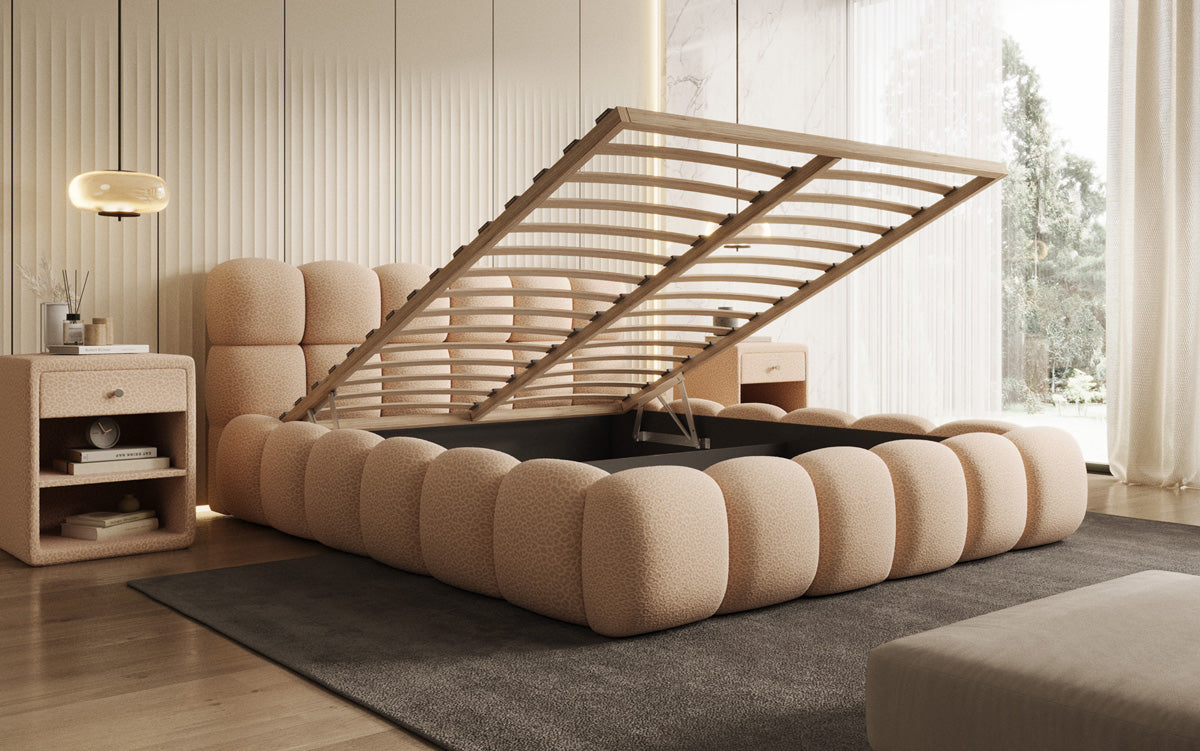 Designer gestoffeerd bed Boston Wild Edition met opbergruimte