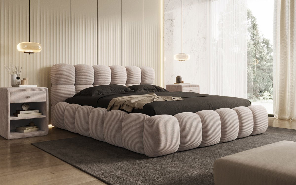 Designer Polsterbett Boston Cord met opbergruimte inclusief montage