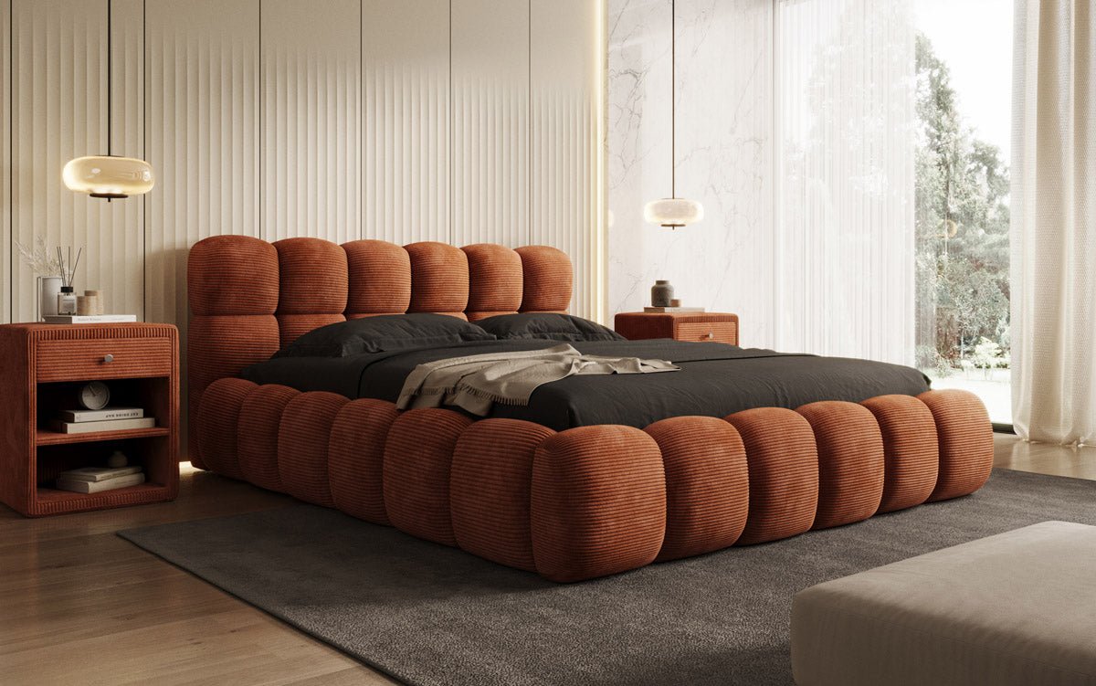 Designer Polsterbett Boston Cord met opbergruimte inclusief montage