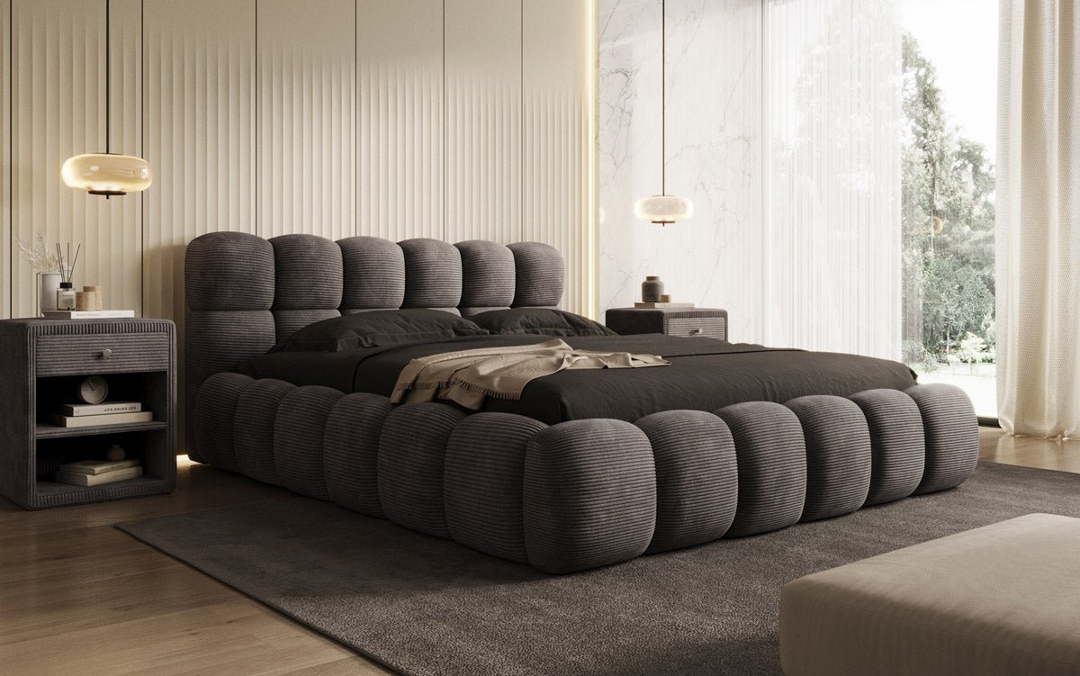 Designer Polsterbett Boston Cord met opbergruimte inclusief montage