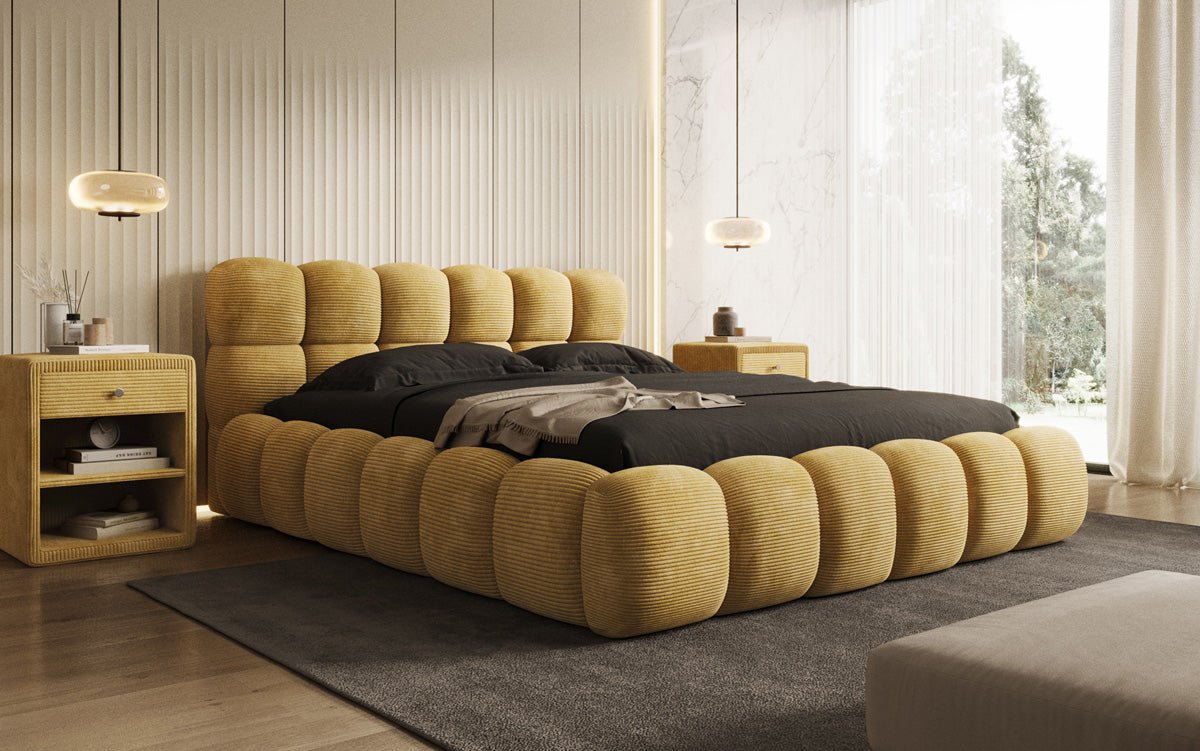 Designer Polsterbett Boston Ribstof met opbergruimte