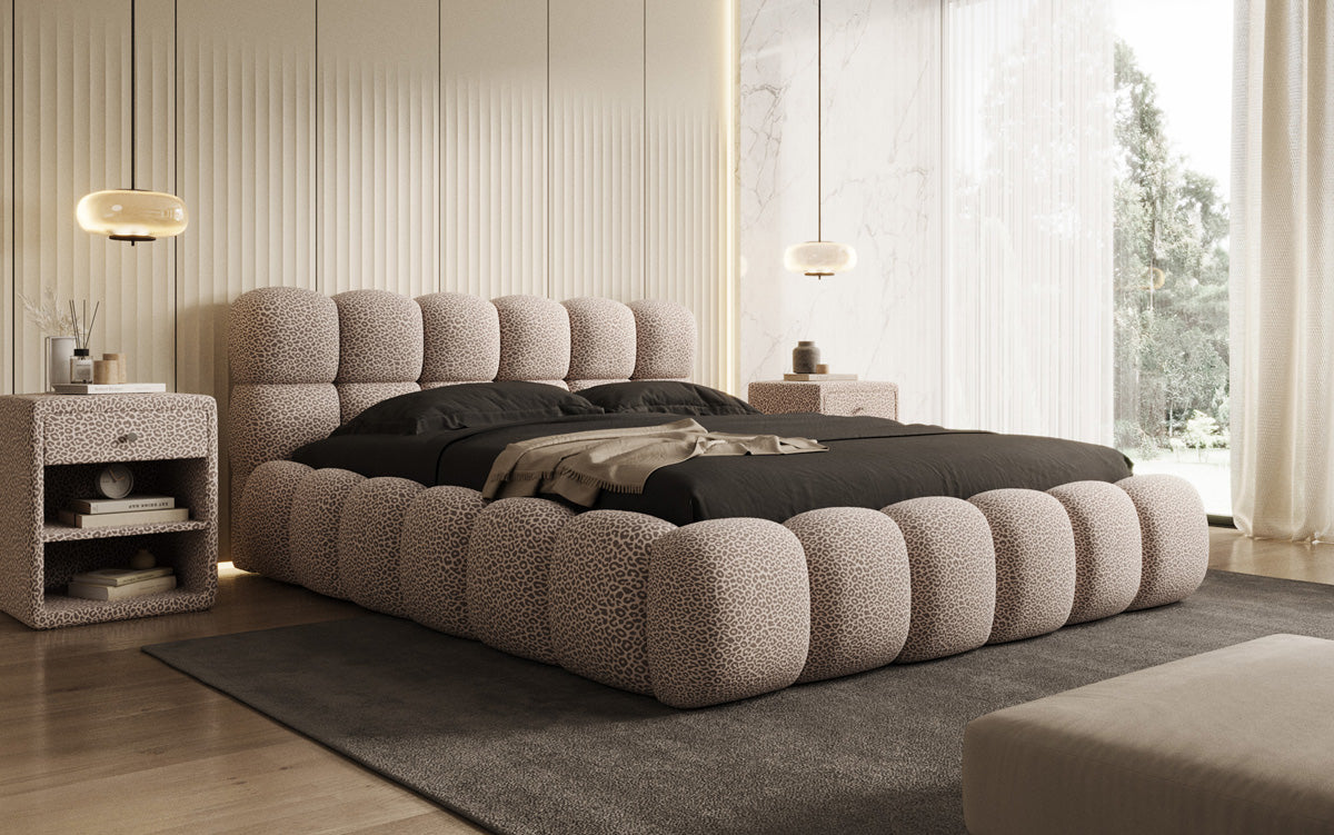 Designer gestoffeerd bed Boston Wild Edition met opbergruimte