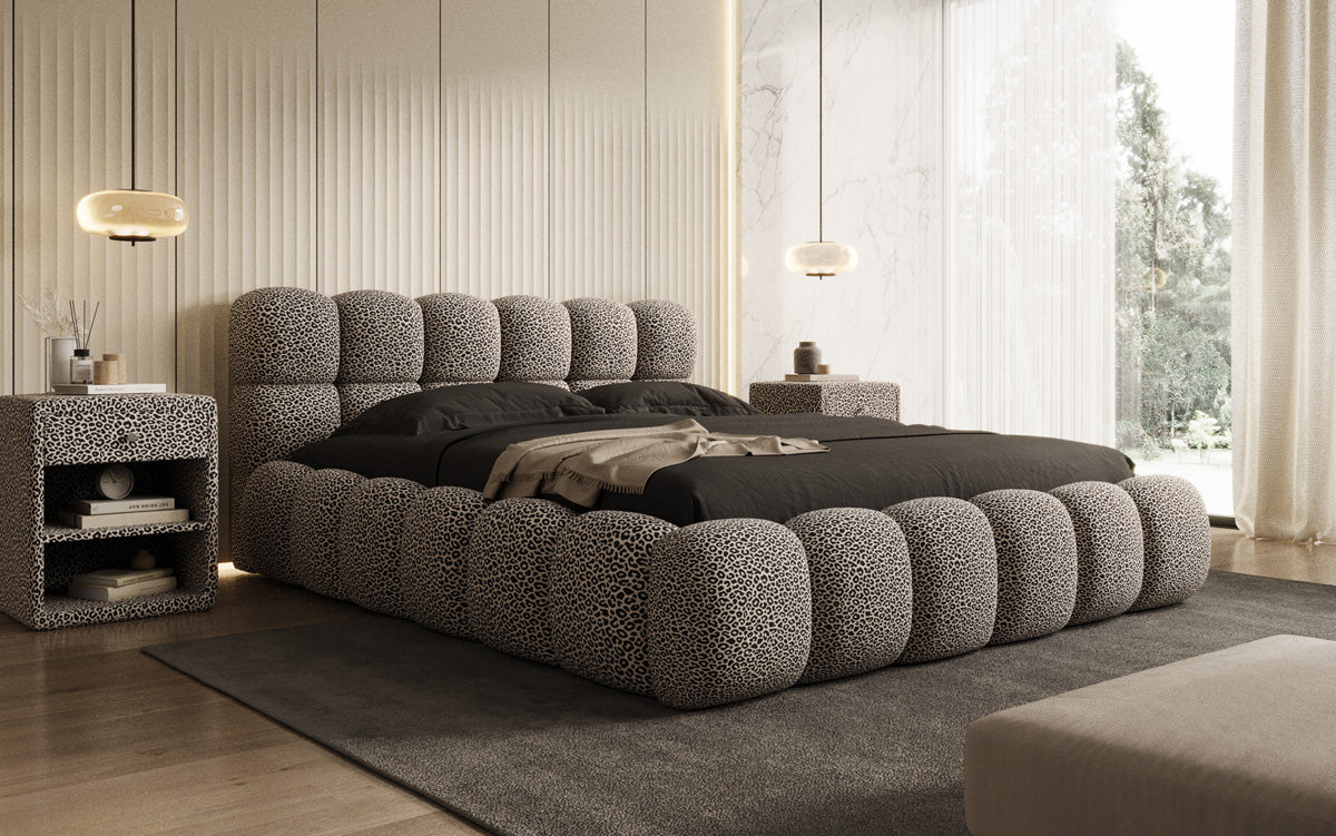 Designer gestoffeerd bed Boston Wild Edition met opbergruimte