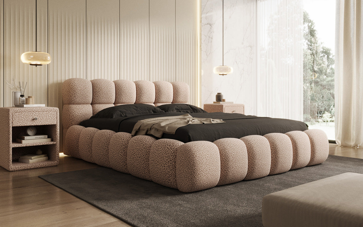 Designer gestoffeerd bed Boston Wild Edition met opbergruimte