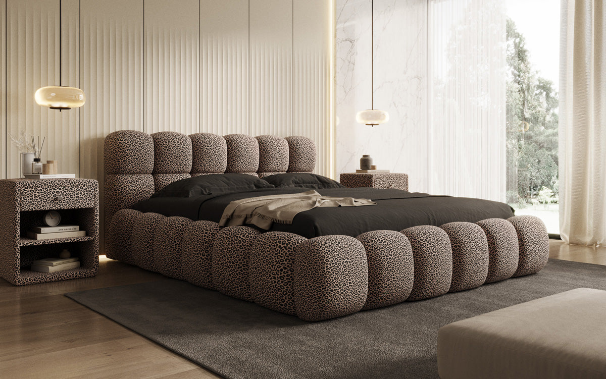 Designer gestoffeerd bed Boston Wild Edition met opbergruimte