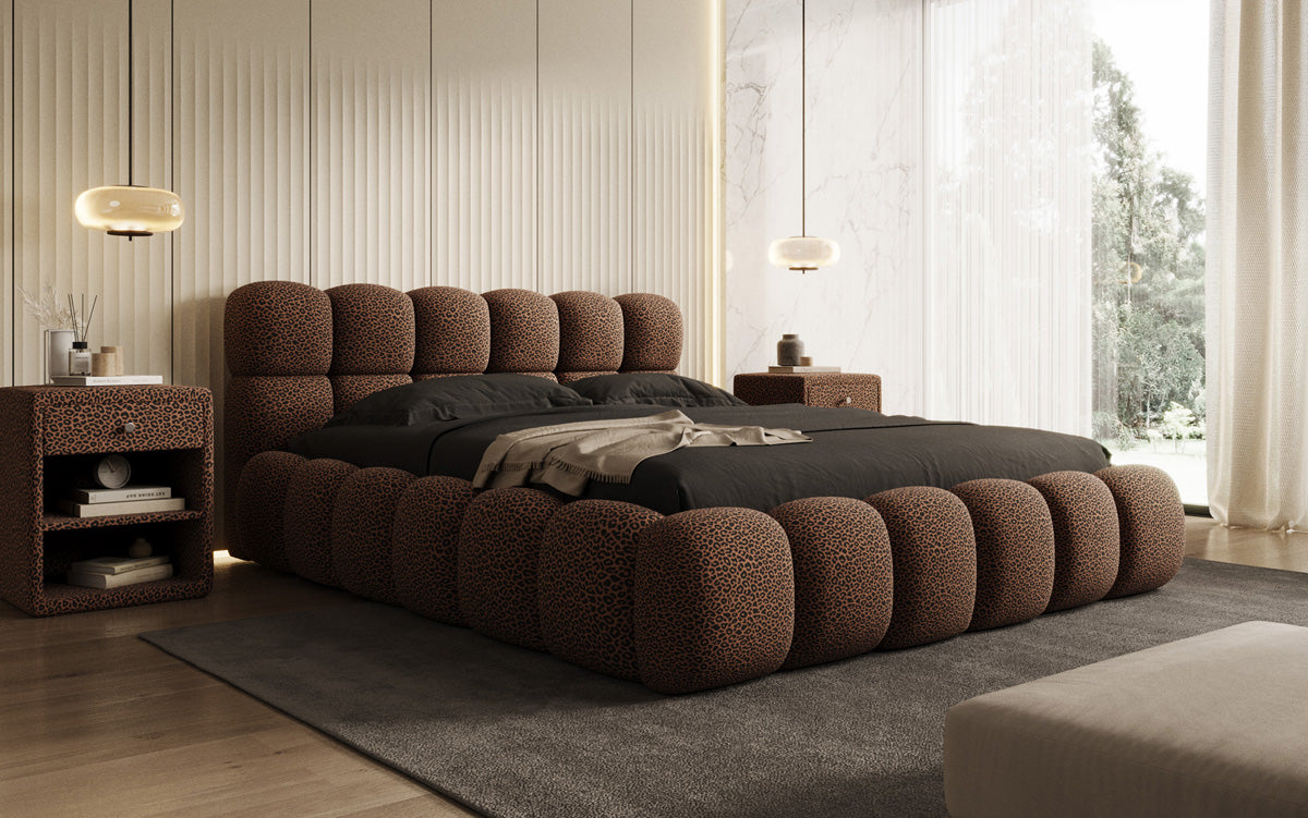 Designer gestoffeerd bed Boston Wild Edition met opbergruimte