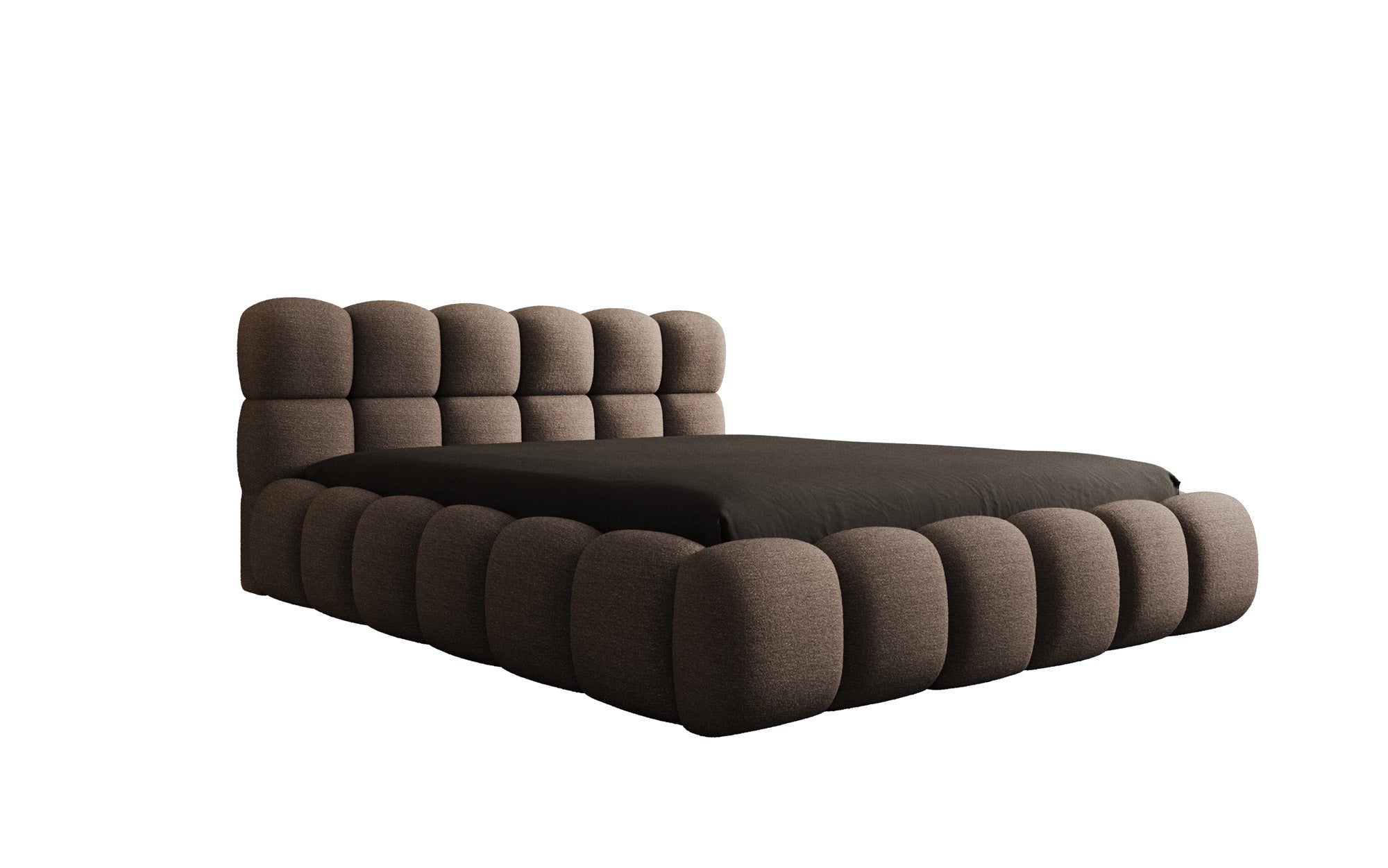 Designer gestoffeerd bed Boston Bouclé met opbergruimte
