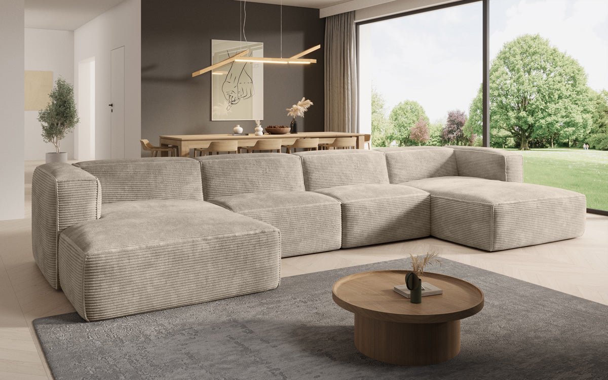 Designer Sofa Comfy U in Ribstof