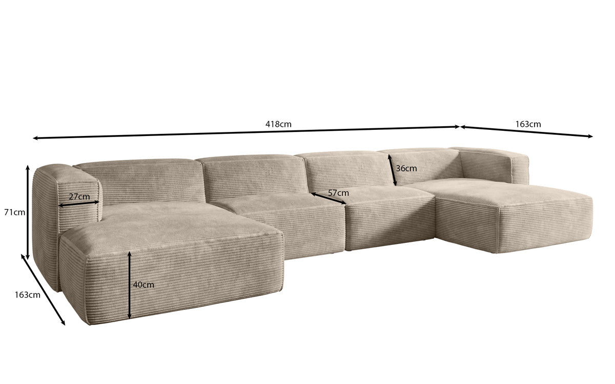 Designer Sofa Comfy U in Ribstof