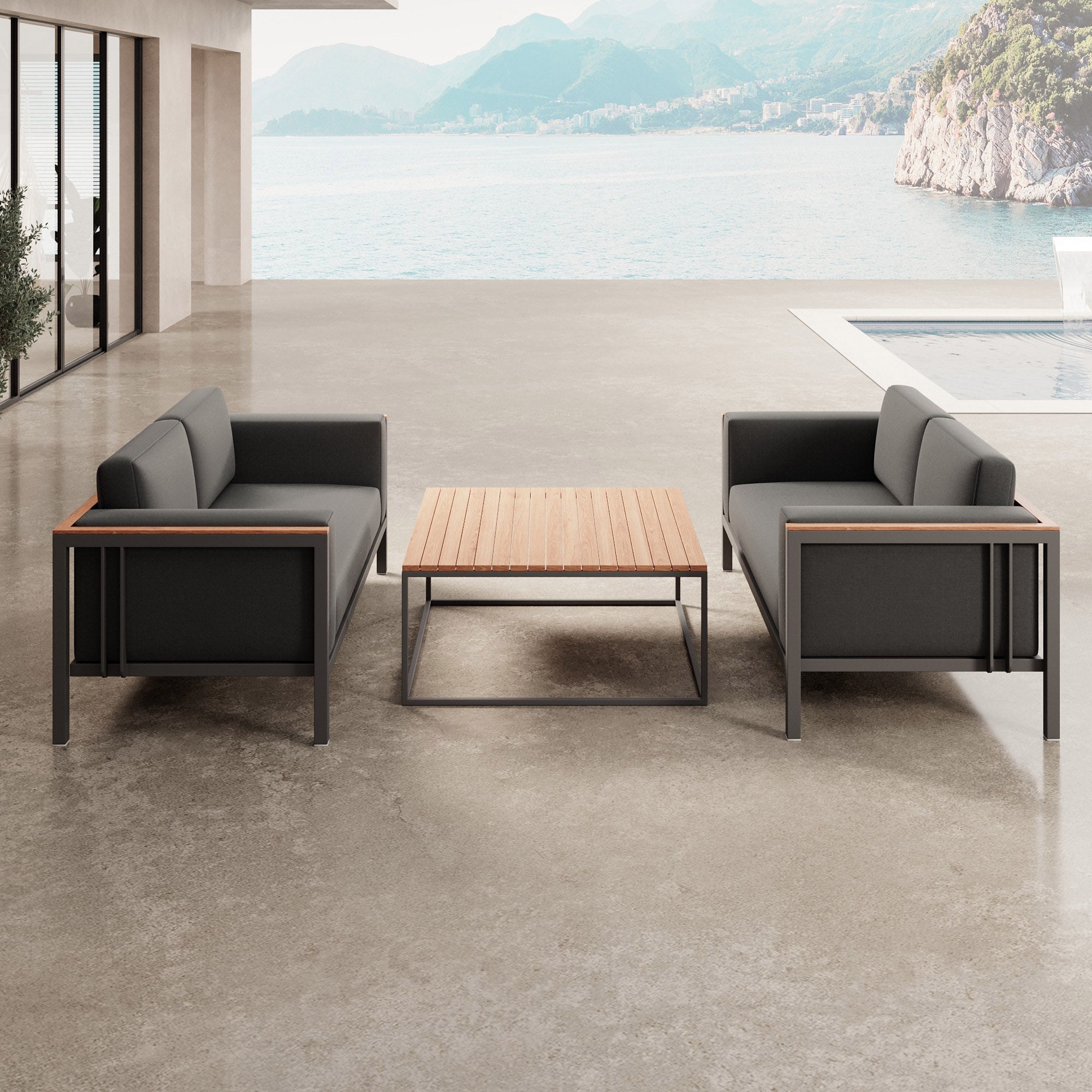 Euphoria – 2 loungesofa's & tafel van aluminium | Aevora™ Kollektion