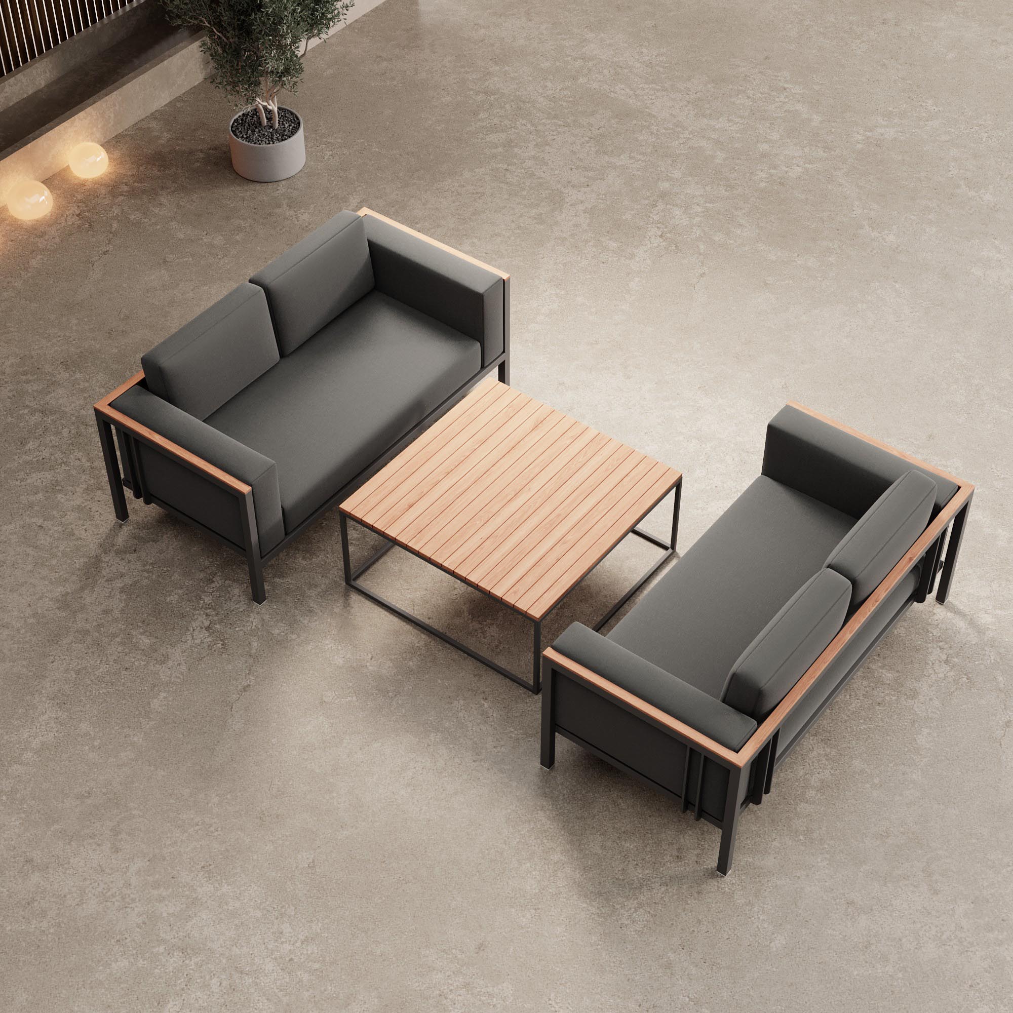 Euphoria – 2 loungesofa's & tafel van aluminium | Aevora™ Kollektion