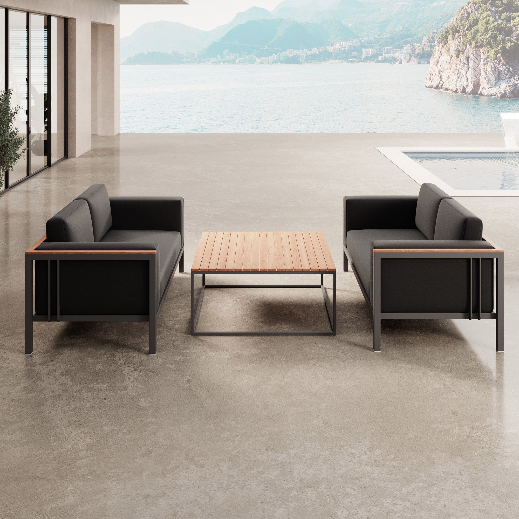 Euphoria – 2 loungesofa's & tafel van aluminium | Aevora™ Kollektion