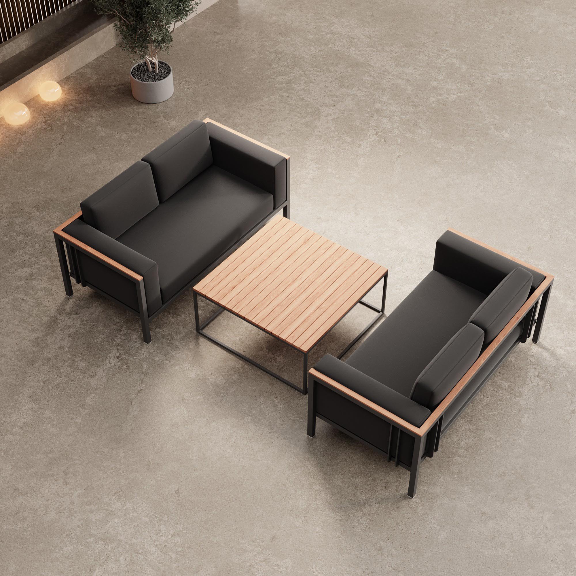 Euphoria – 2 loungesofa's & tafel van aluminium | Aevora™ Kollektion