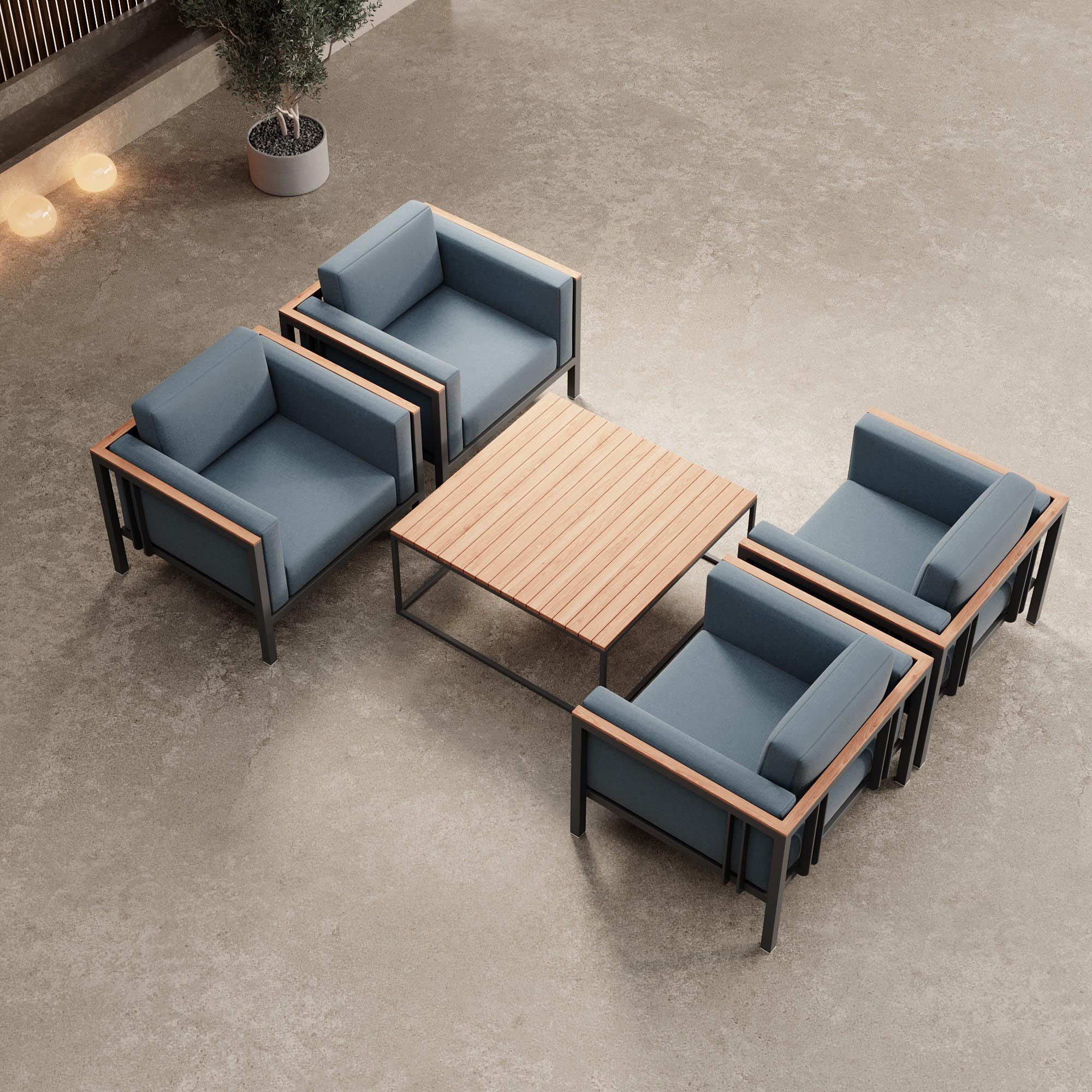 Euphoria – 4 loungestoelen & tafel van aluminium | Aevora™ Kollektion