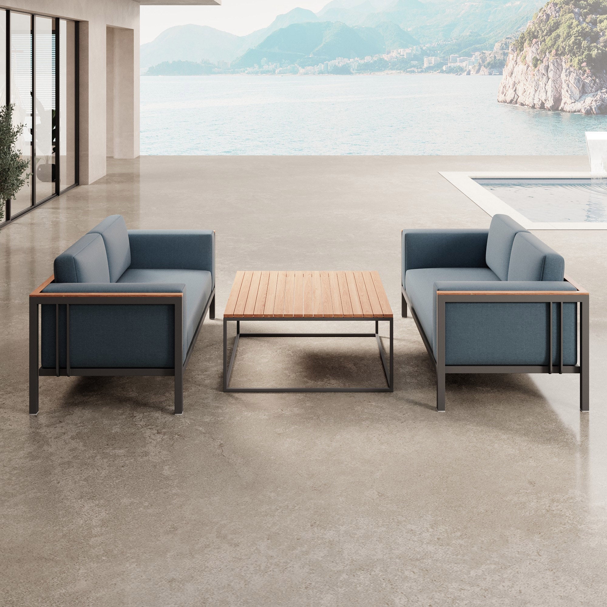 Euphoria – 2 loungesofa's & tafel van aluminium | Aevora™ Kollektion