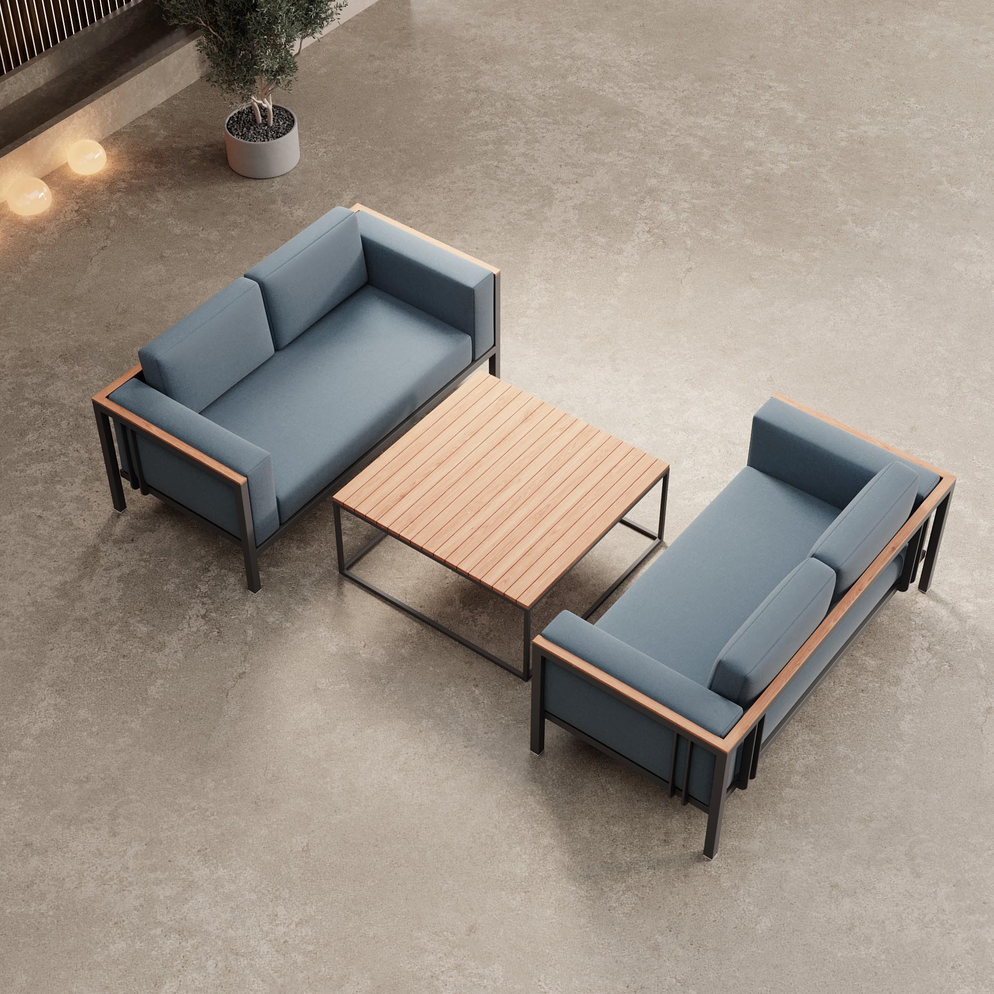 Euphoria – 2 loungesofa's & tafel van aluminium | Aevora™ Kollektion