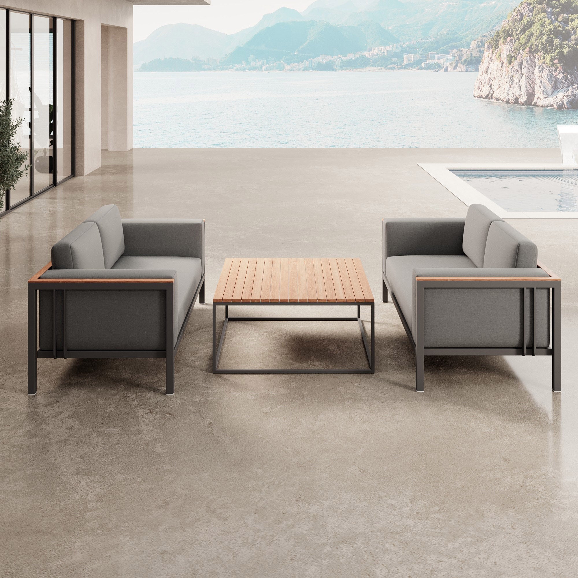 Euphoria – 2 loungesofa's & tafel van aluminium | Aevora™ Kollektion