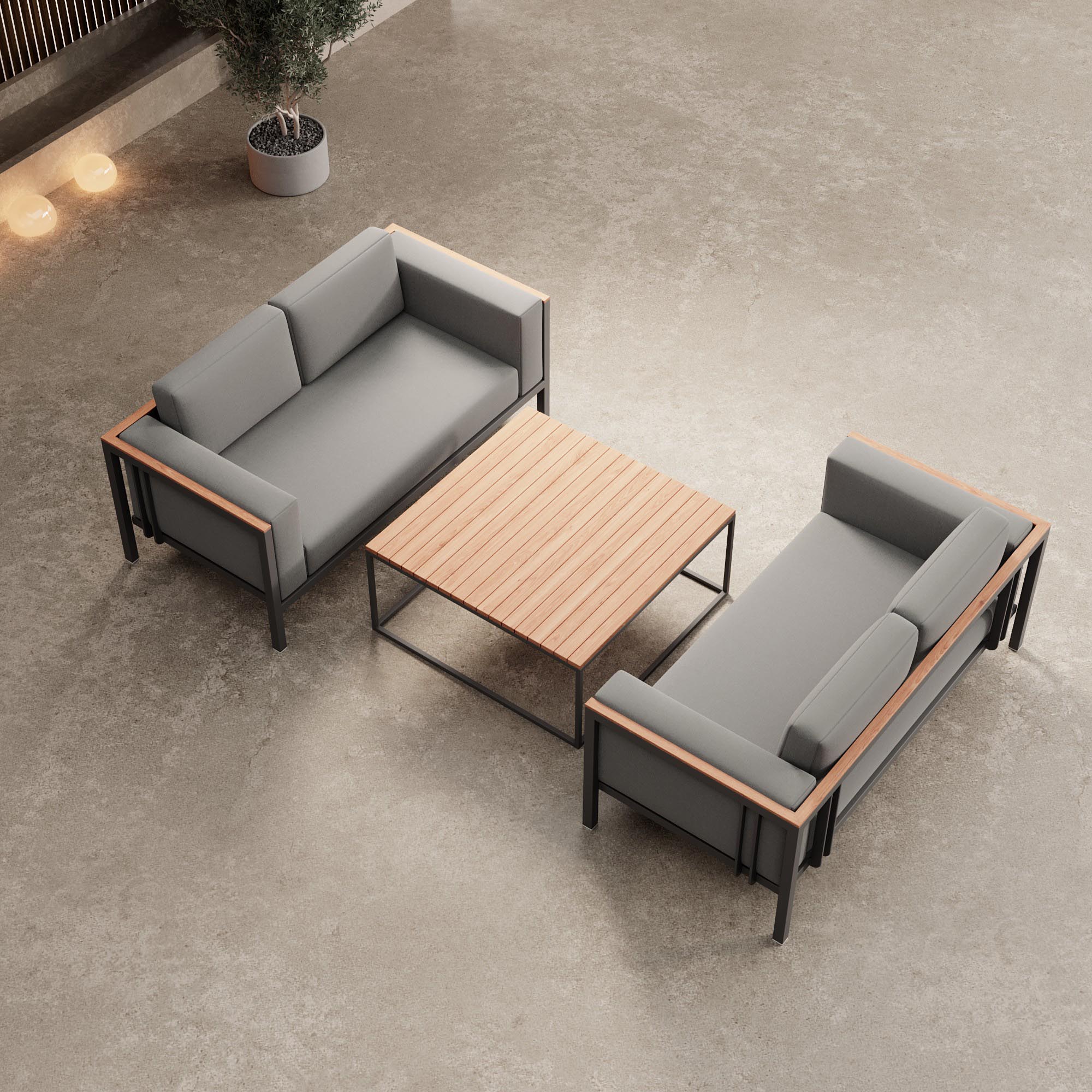 Euphoria – 2 loungesofa's & tafel van aluminium | Aevora™ Kollektion