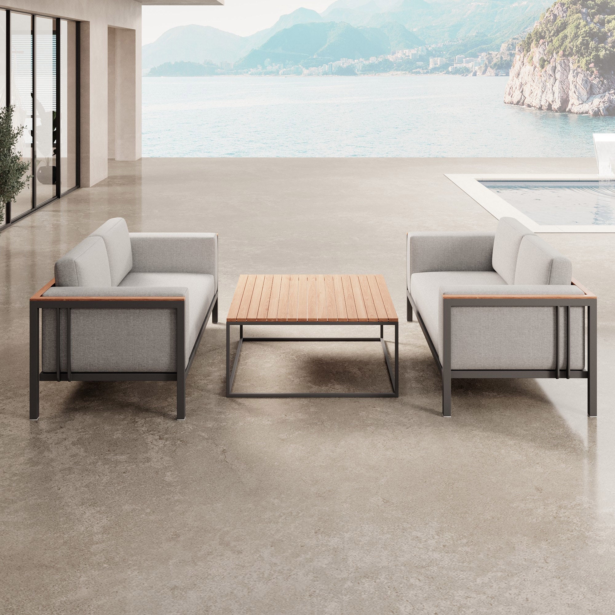 Euphoria – 2 loungesofa's & tafel van aluminium | Aevora™ Kollektion