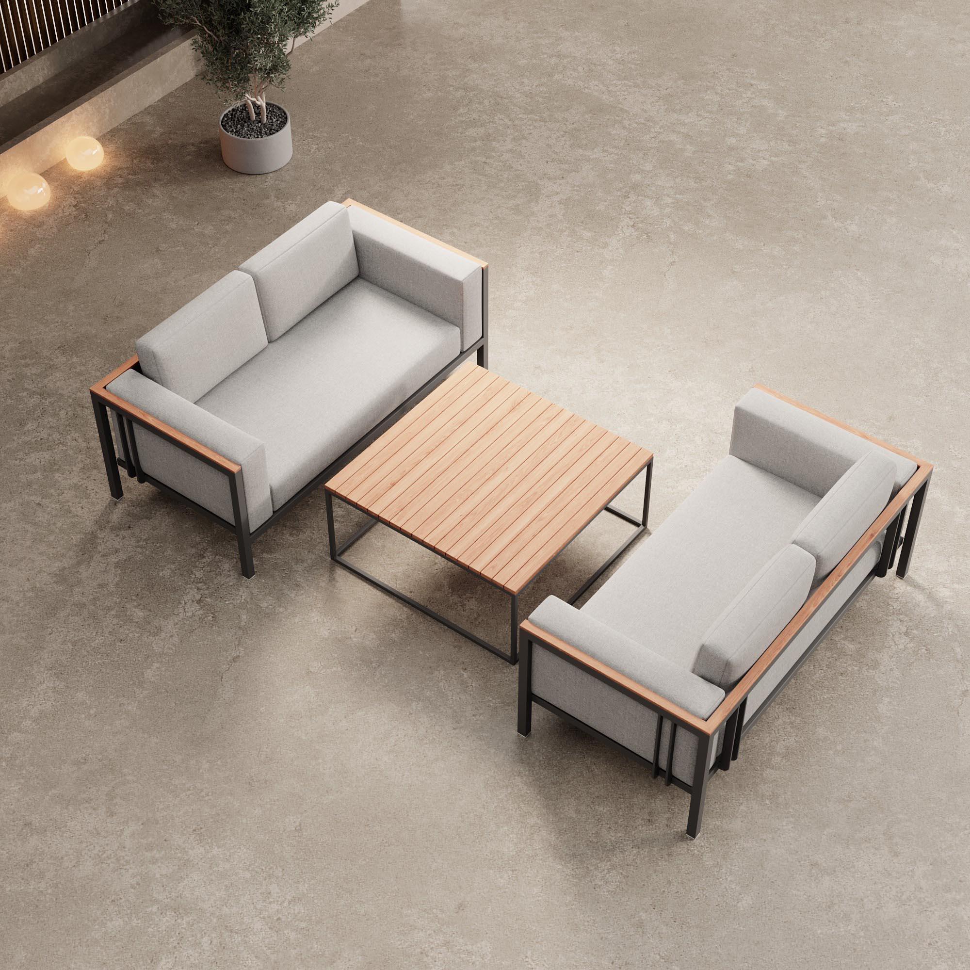 Euphoria – 2 loungesofa's & tafel van aluminium | Aevora™ Kollektion