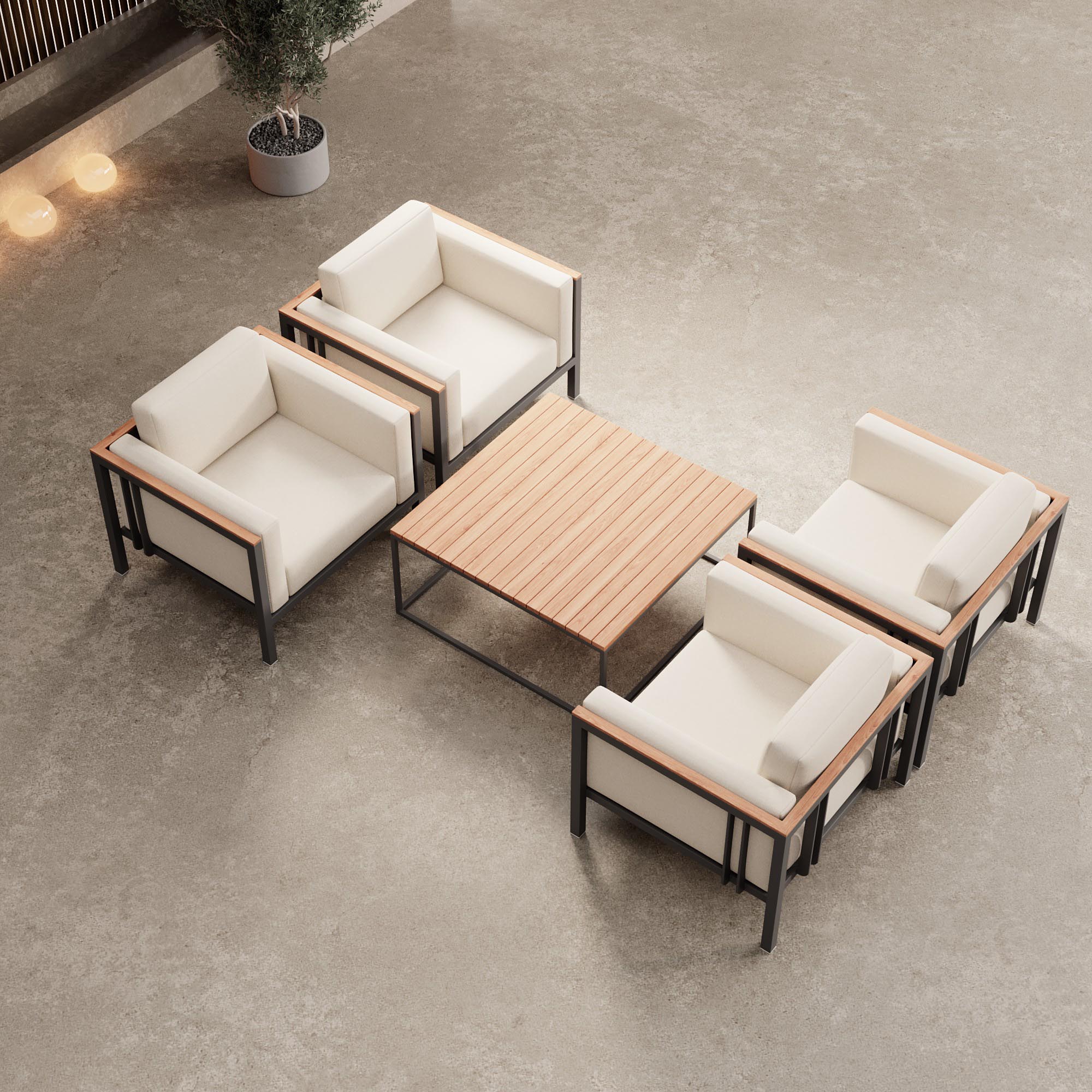 Euphoria – 4 loungestoelen & tafel van aluminium | Aevora™ Kollektion