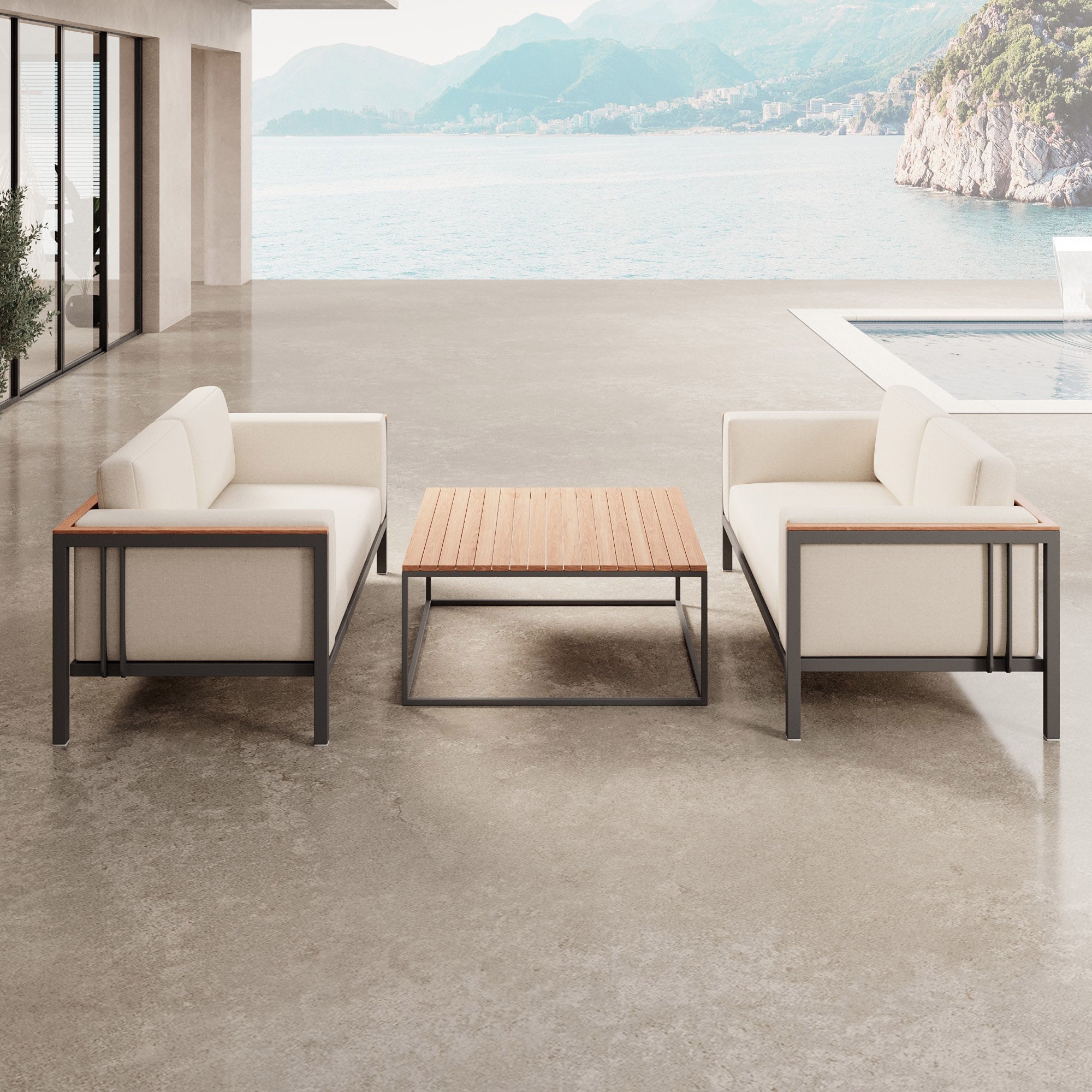 Euphoria – 2 loungesofa's & tafel van aluminium | Aevora™ Kollektion