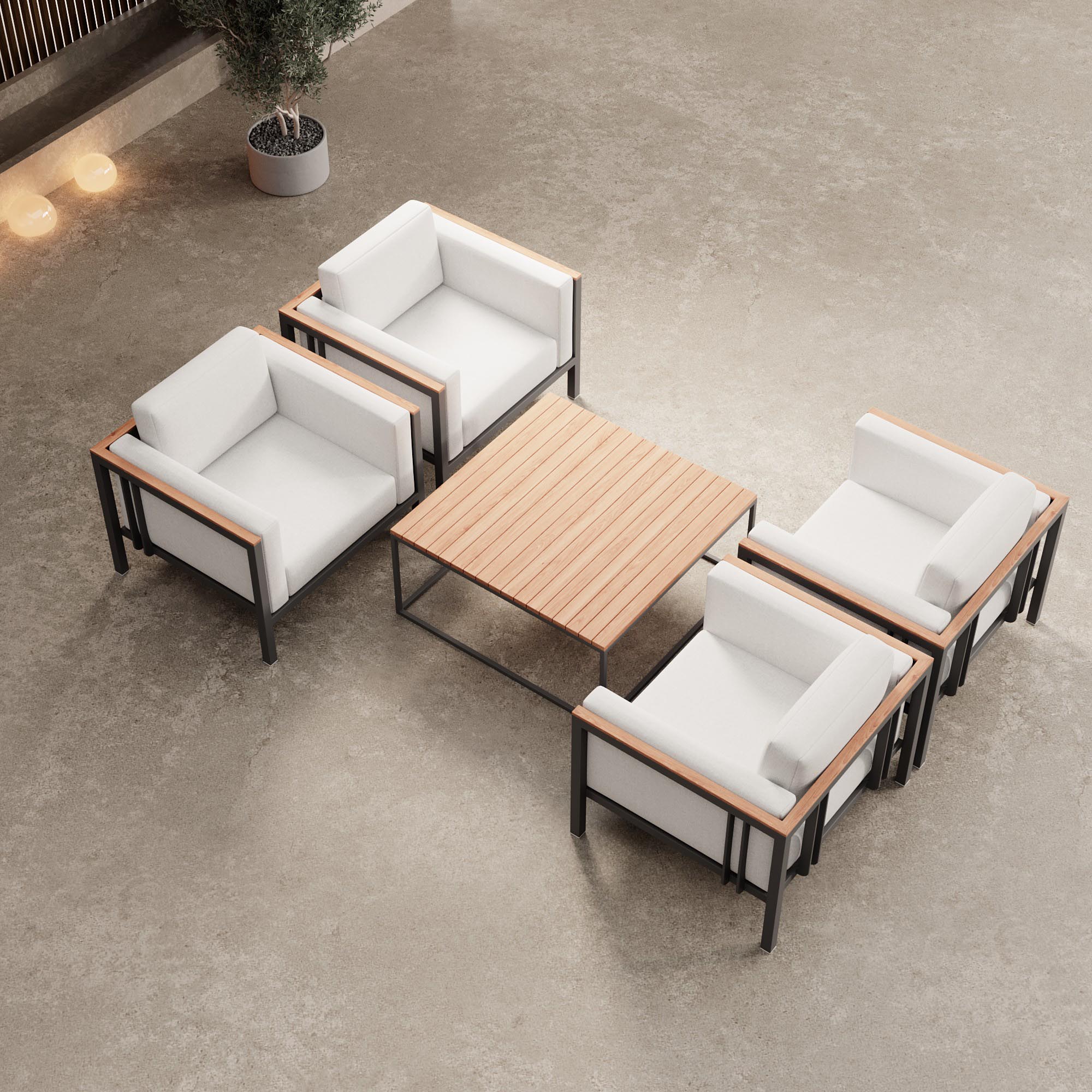 Euphoria – 4 loungestoelen & tafel van aluminium | Aevora™ Kollektion