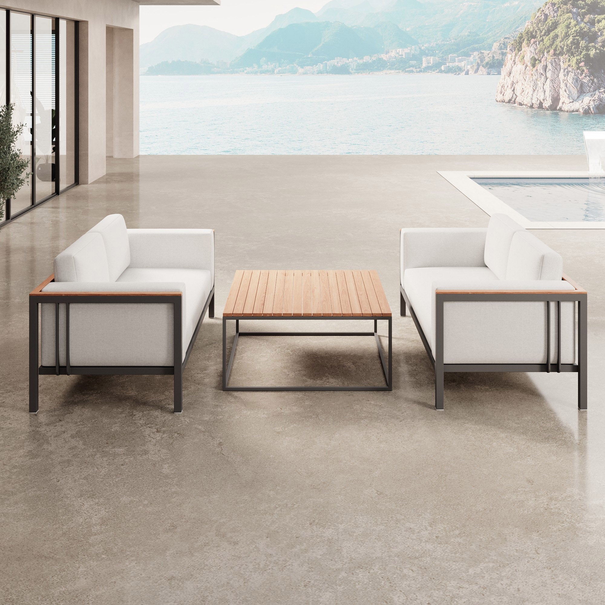 Euphoria – 2 loungesofa's & tafel van aluminium | Aevora™ Kollektion