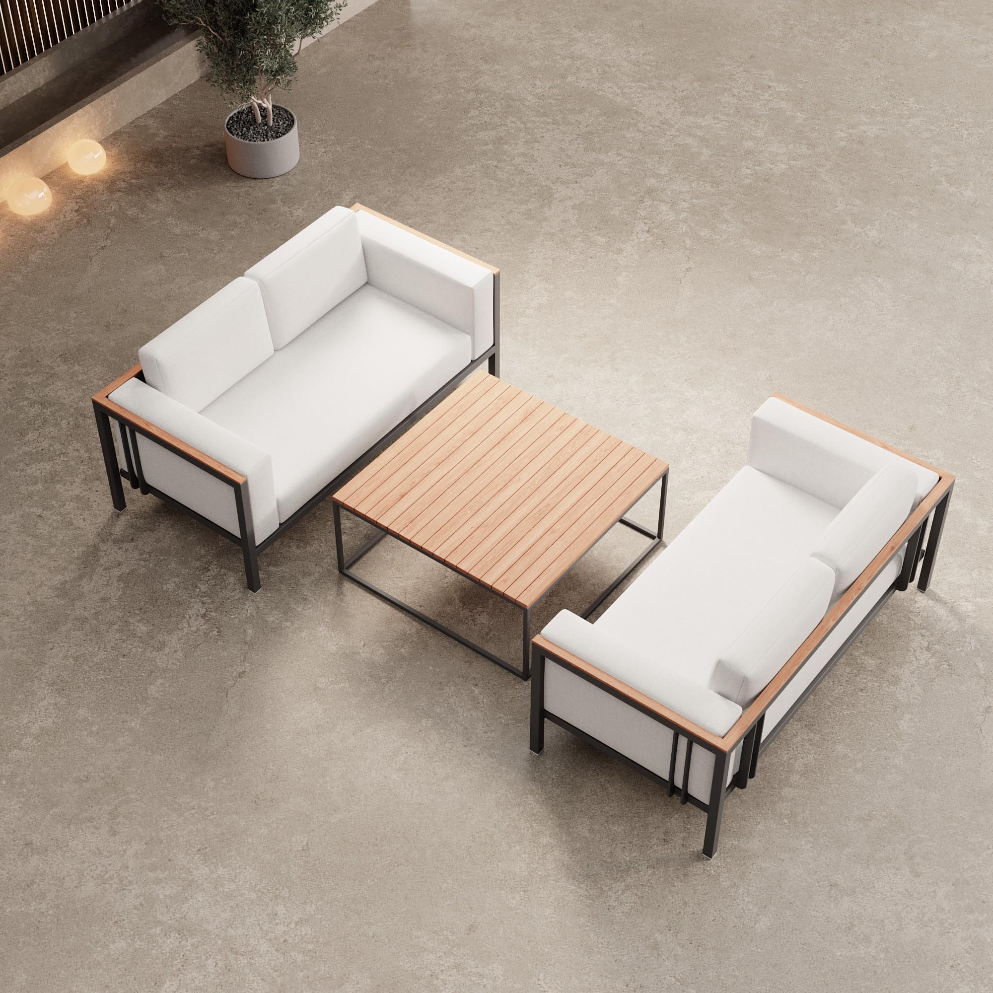 Euphoria – 2 loungesofa's & tafel van aluminium | Aevora™ Kollektion