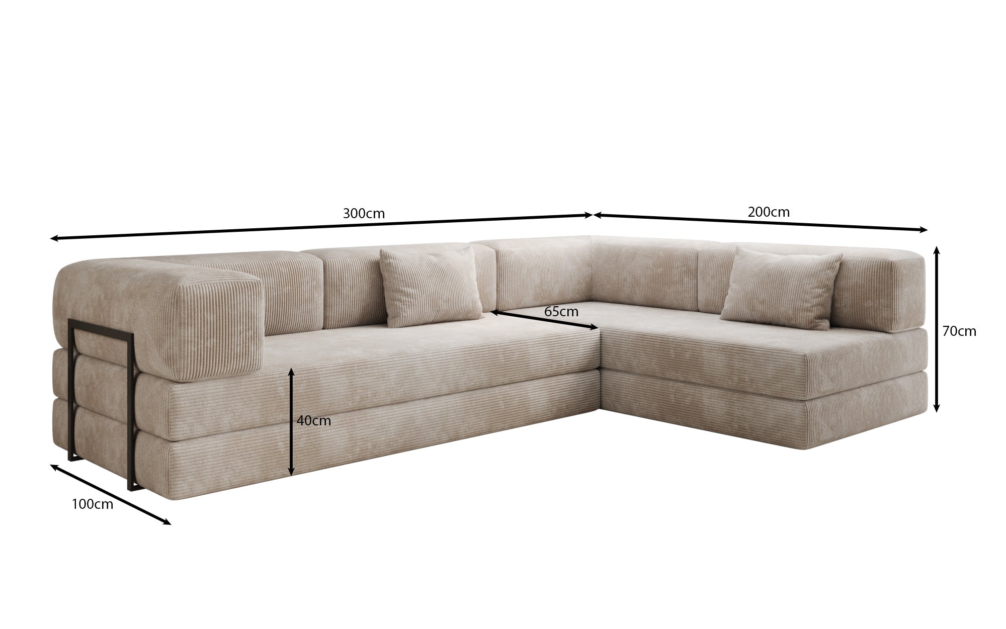 Designer Sofa Lazy L in Corduroy