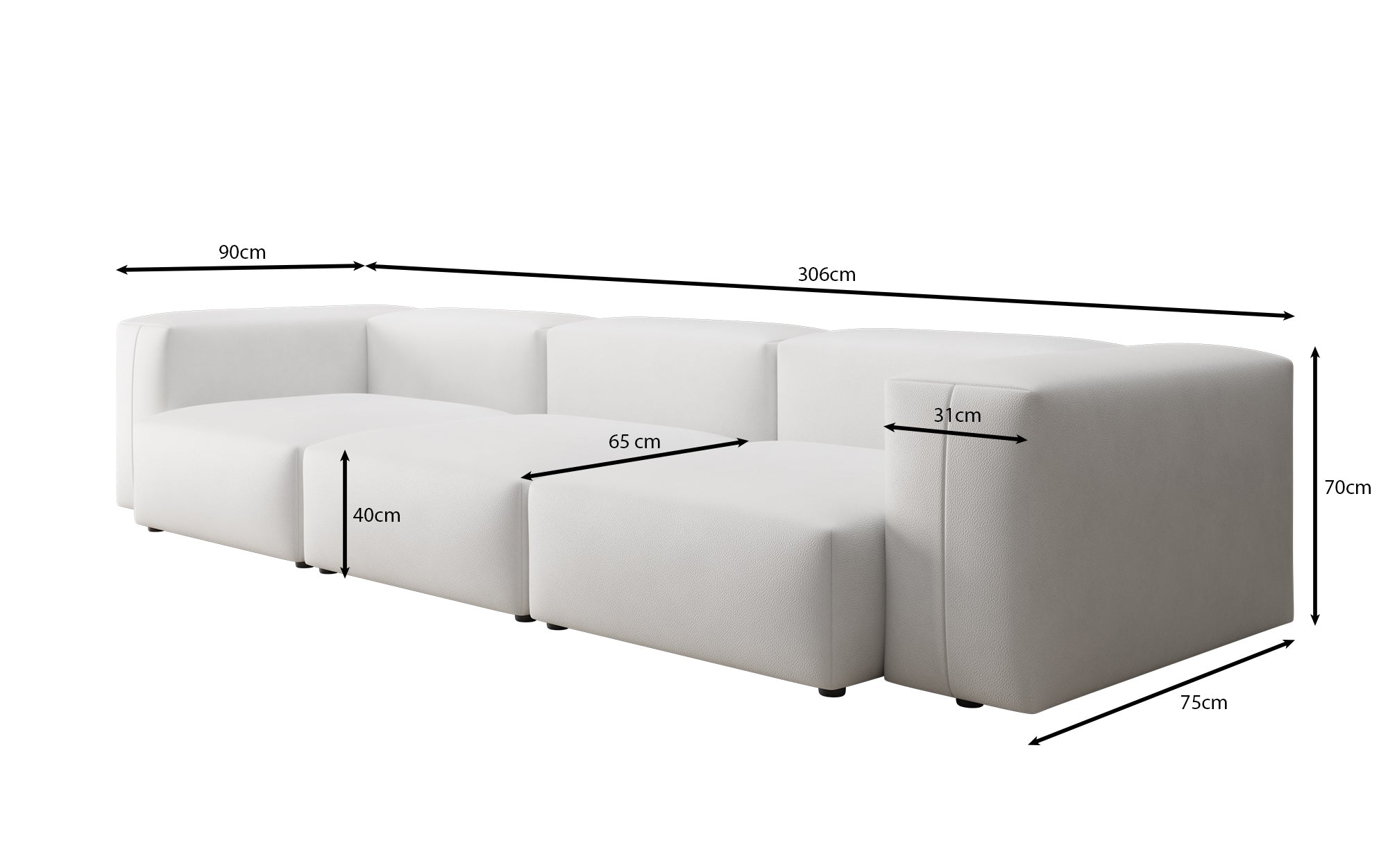 Designer 3-zits bank Snug in echt leer