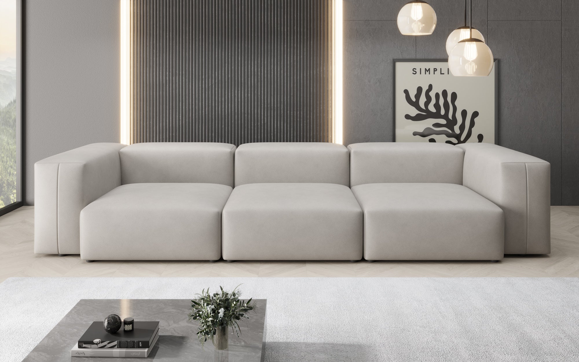 Designer 3-zits bank Snug in echt leer