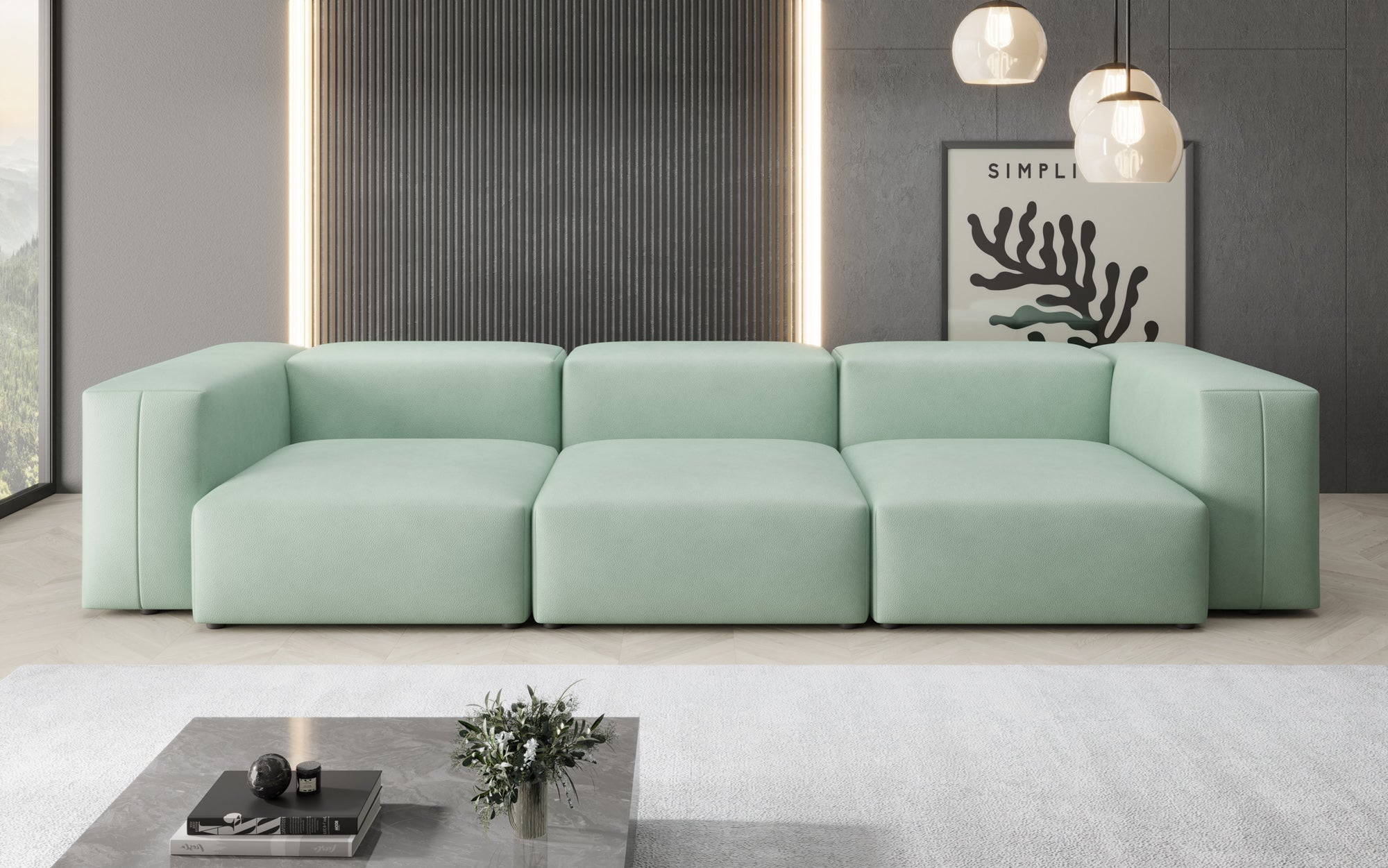 Designer 3-zits bank Snug in echt leer